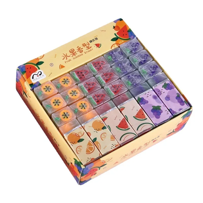 

5PCS Multicolor fruit jelly scented eraser, cute creative cartoon eraser, student school supplies, stationery