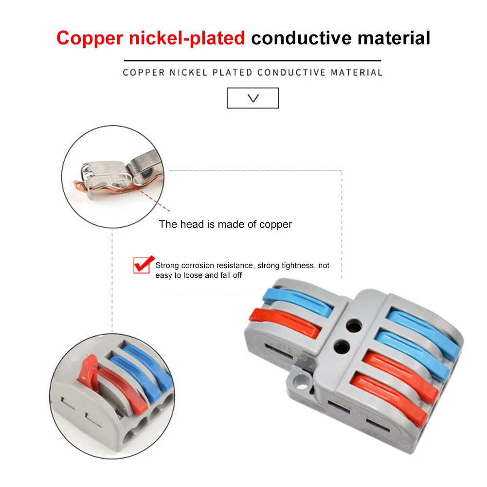 

Lever Wire Conncetor Splicing Wire Conductor Connectors 2/3/4/6 Way Push-in Terminal Block Fast Cable Connector for 28-12AWG