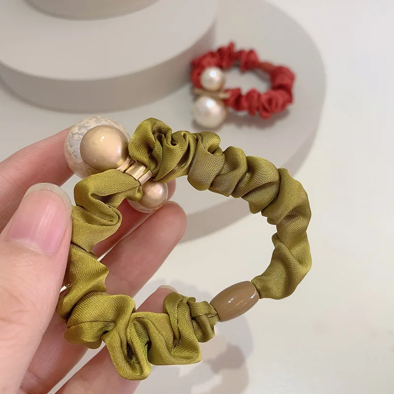 

Patterned Pearl Buckle Hair Ties Lady Solid Color Hair Rubber Bands Korean Style Head Rope