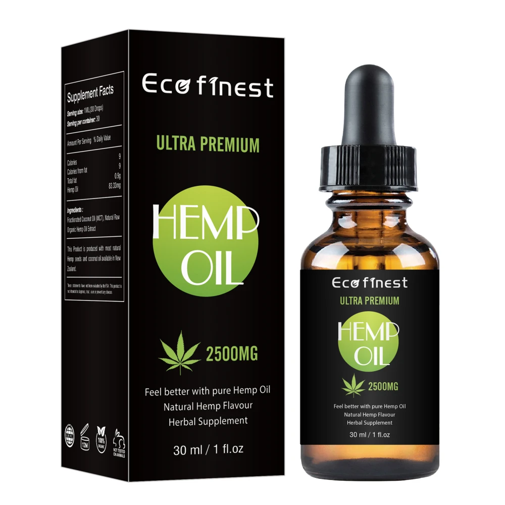 

30ml 100% Organic Hemp CBD Oil 2500mg Bio-active Hemp Seeds Oil Extract Drop for Pain Relief Reduce Anxiety Better Sleep Essence