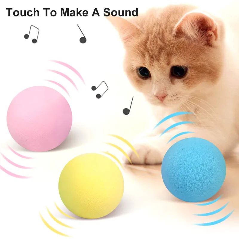 

Interactive Cat Toys Smart Touch Sound Ball Catnip Pet Training Supplies Simulation Squeaker Products Toy For Cats Kitten Kitty