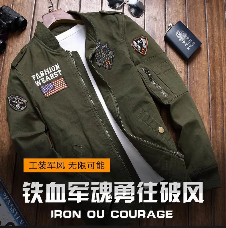 Military Jacket Men Spring Autumn Mens Coat Casual Warm Bomber Cotton Baseball Uniform Zipper | Мужская одежда