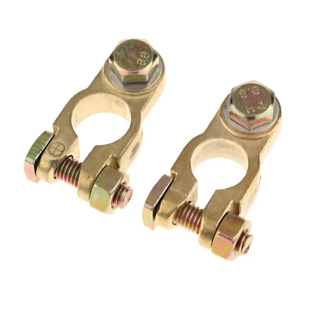 

2 Pieces Gold Battery Terminals Connectors Clips Clamps for Car Truck Motorcycle
