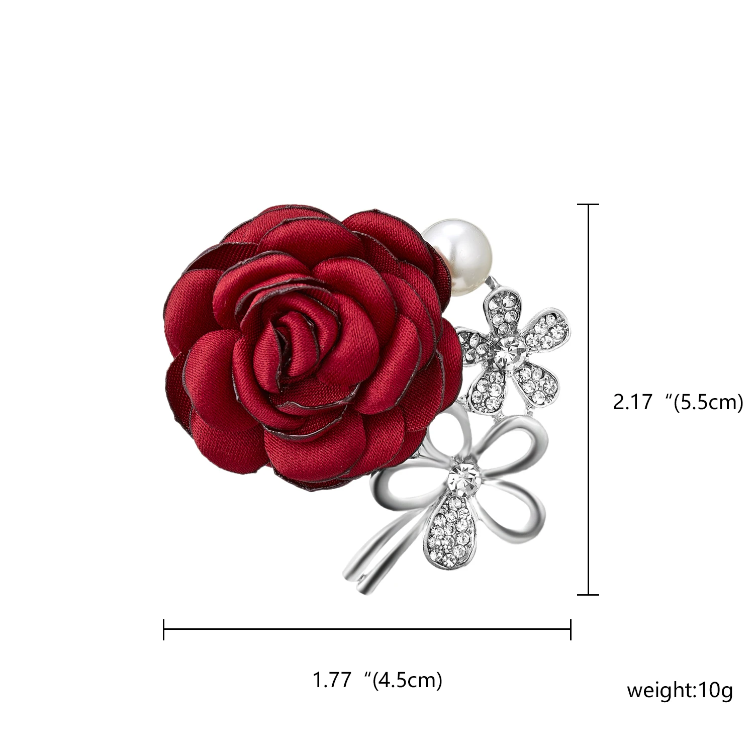 

RINHOO Vintage Handmade Cloth Art Pearl Fabric Flower Brooch Pin Rhinestone Rose Wedding Coat Shirt Jackets Collar Lapel Jewelry