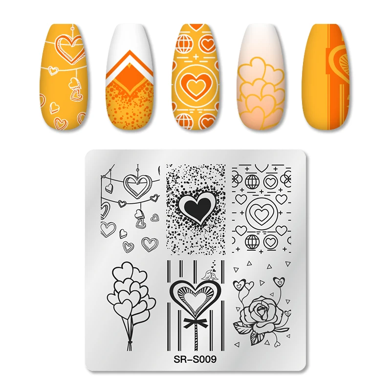 День Святого Валентина сердце ногтей штамповки пластины трафарет цветок
