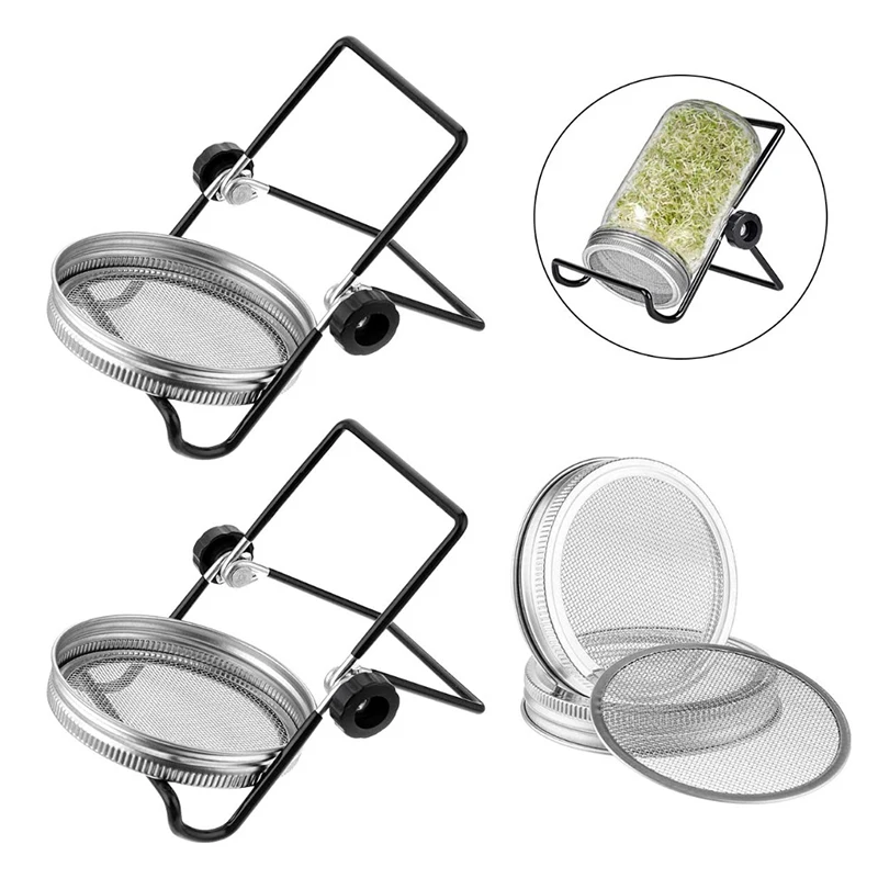 

Seed Sprouter Germination Cover Kit Sprouting Mason Jars With Stainless Steel Strainer Garden Sprouter Germination Cover Straine