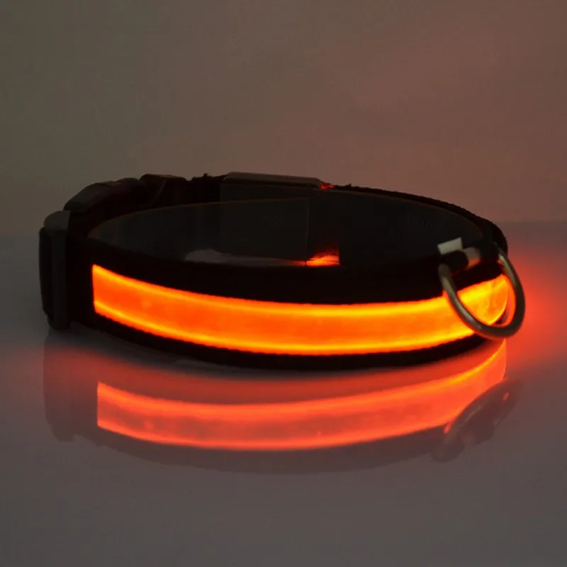 Зарядка через usb светодиодный ошейник анти-потерянный ошейник для собаки выдвижной ошейник LED снабжение товары для домашних животных