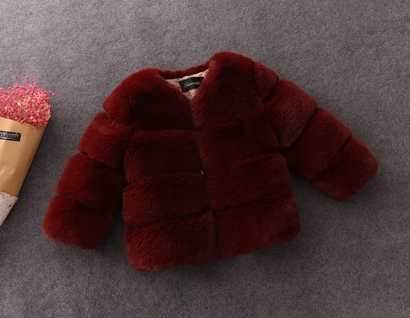 burgundy Новое зимнее пальто с мехом для девочек элегантные куртки и пальто с искусственным мехом для маленьких девочек плотная теплая парка детская верхняя одежда пальто для девочек CT040 - Цвет: burgundy
