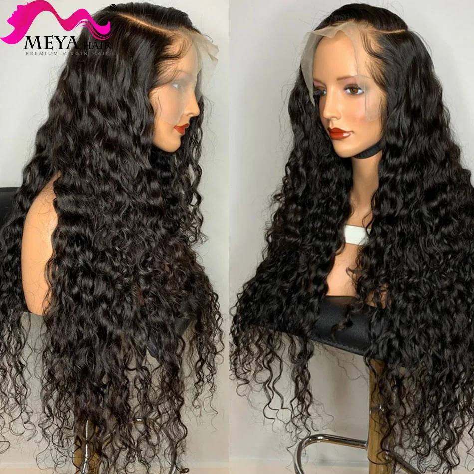 30 32 34 40 inch Glueless Brazilian Water Wave Curly 13x4 Lace Front Wigs Deep Wave Human Hair Long Frontal Wig Black Women