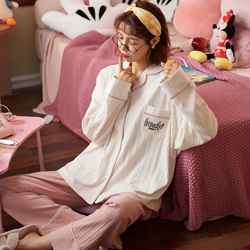 

Pajamas For Women Winter Sleepwear Cotton Family Christmas Pajamas Turn-down Collar Clothes For Home 2020 Plus Size Pijama