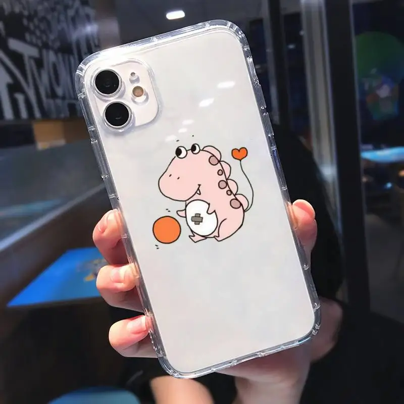 

Creative cute dinosaur Phone Case Transparent for iPhone 11 12 mini pro XS MAX 8 7 6 6S Plus X 5S SE 2020 XR