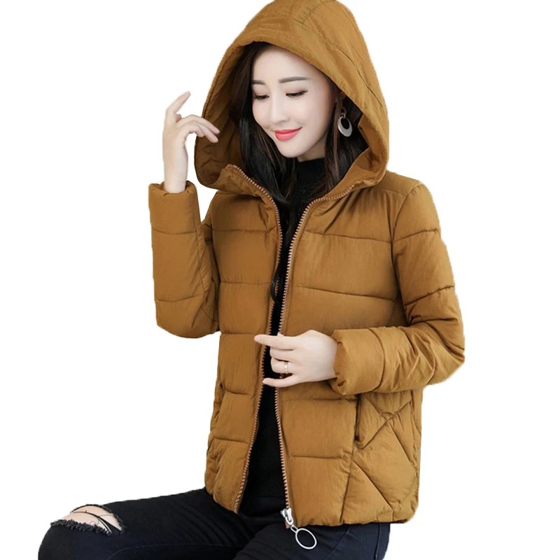 Женская пуховая куртка с капюшоном Повседневная утепленная хлопковая большого