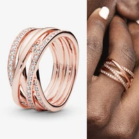 925 sterling silver pan ring creative cut out rose gold ring for women wedding party gift fashion jewelry