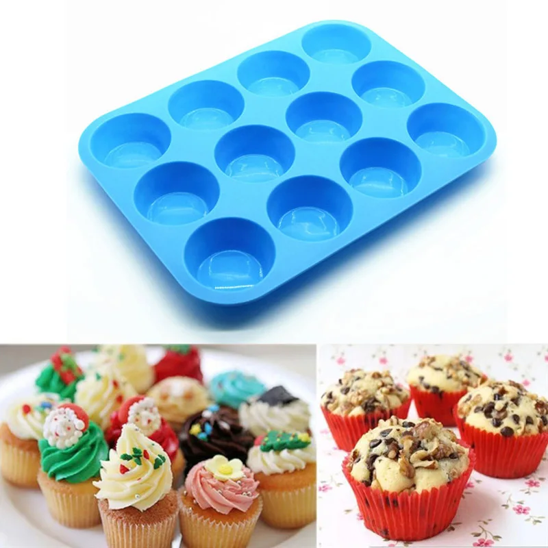12 полости силиконовые формы для торта Маффин чашки принадлежности выпечки