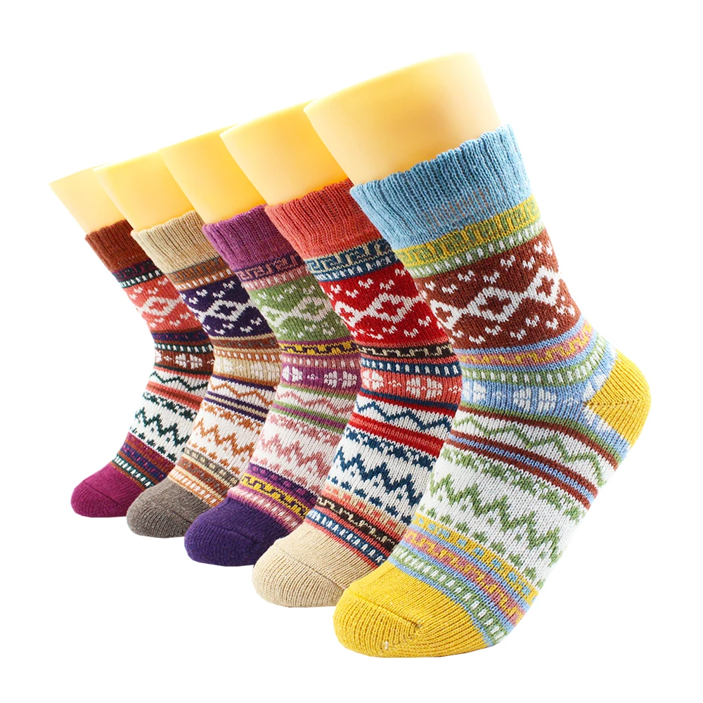 

5 Pairs Fashion Casual Women Wool Socks Warmer Thermal Thicken Winter Cashmere Snow Kawaii Pack Gifts for Women