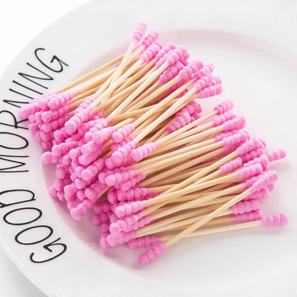 

100 Pcs/ Pack Double Head Cotton Swab Women Makeup Cotton Buds Tip For Wood Sticks Nose Ears Cleaning Health Care Tools