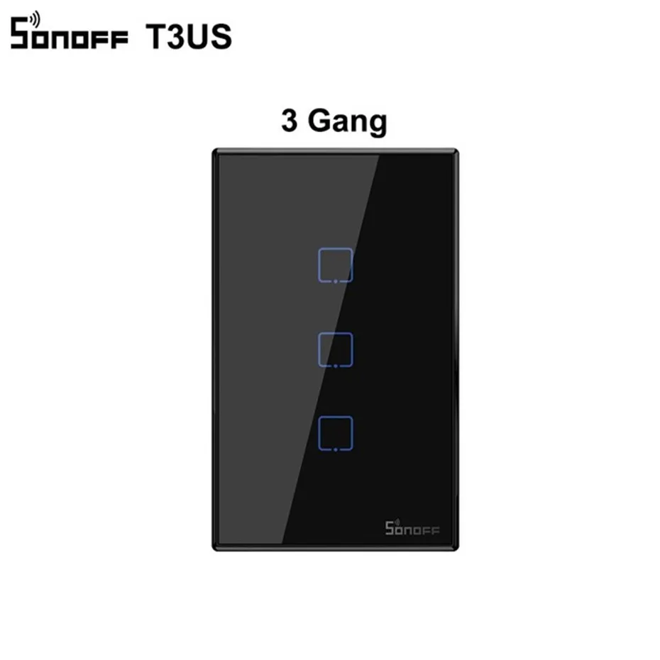 Умный настенный светильник Itead Sonoff T3 US 1/2/3 gang выключатель с гранью сенсорный/RF433/Wi