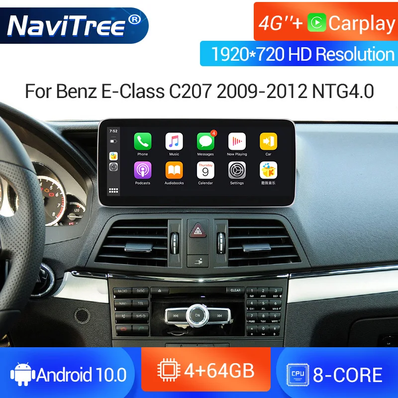 

Автомобильная Мультимедийная система, 4G LTE, GPS, 8 ядер, Автомобильный плеер, стерео, DVD для Benz E class C207 2009-2016 RHD