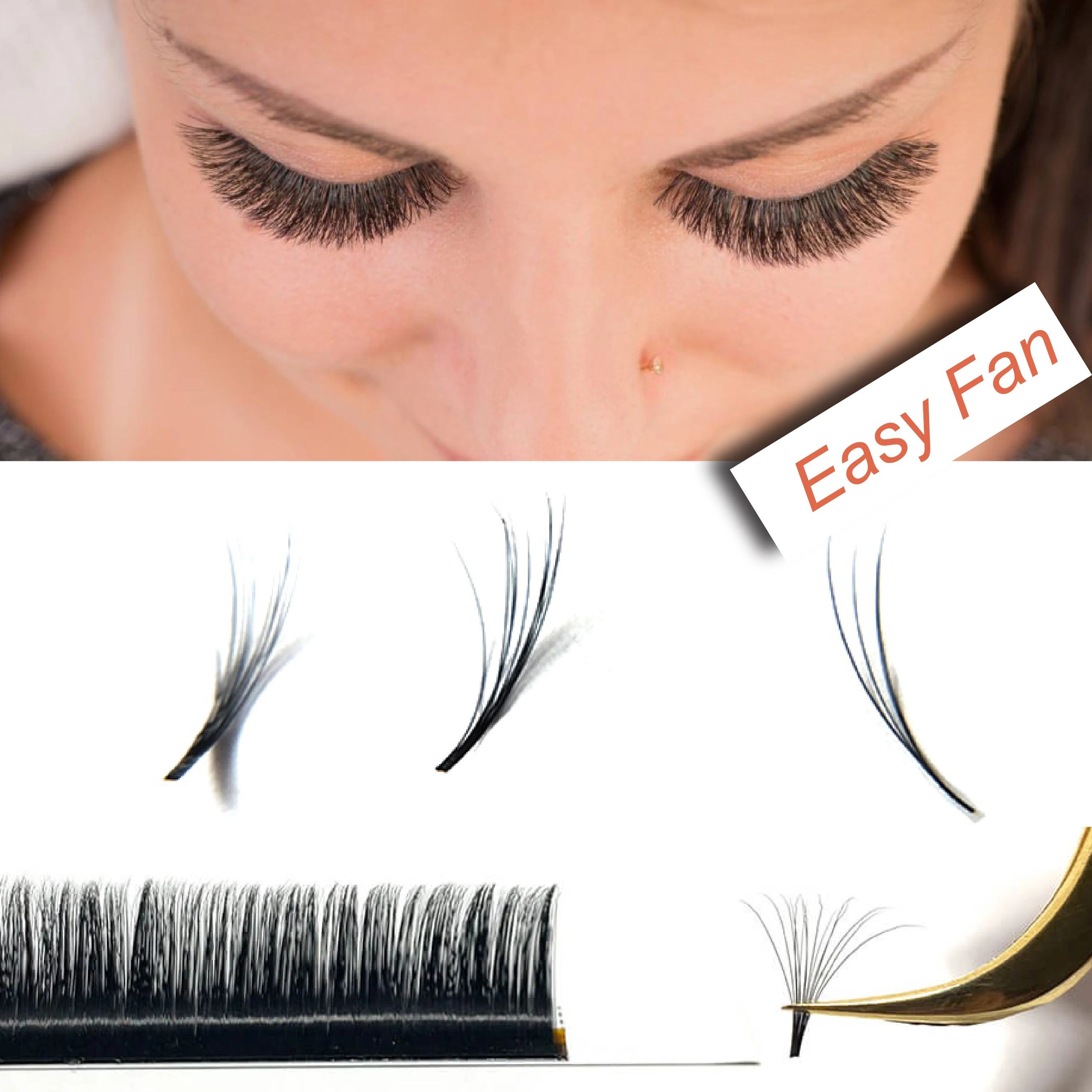 

LASHPLUS New arrived 0.05/0.07 B/C/CC/D 1 pcs volume easy to make fan effect false eyelash and blooming faux mink lashes