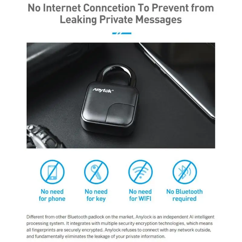 Автомобильная сигнализация Anytek, Противоугонная сигнализация Alarma Auto L3, умный замок без ключа с отпечатком пальца, чехол для багажа, замок безопасности