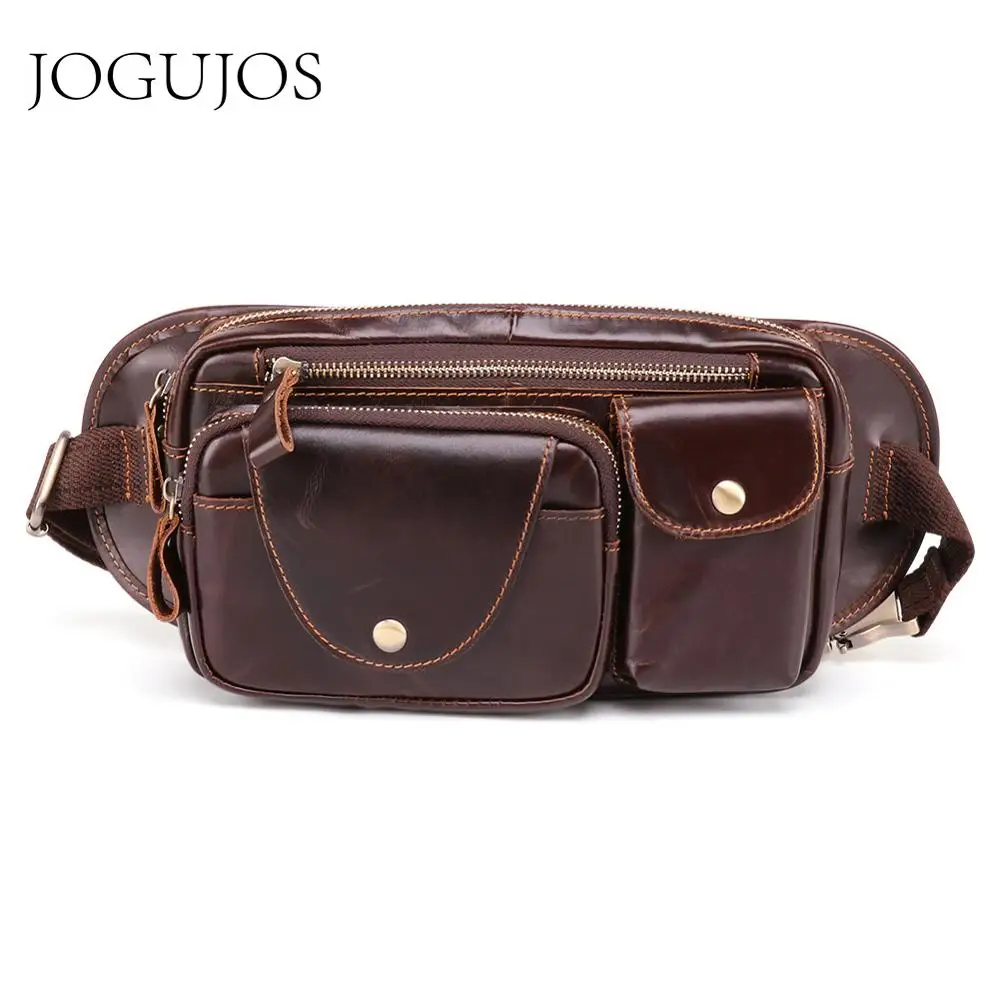 Мужская нагрудная сумка JOGUJOS из натуральной кожи сумочка слинг через плечо в