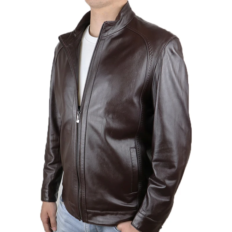 Подлинная Повседневная и мотоциклетная кожаная куртка для мужчин |