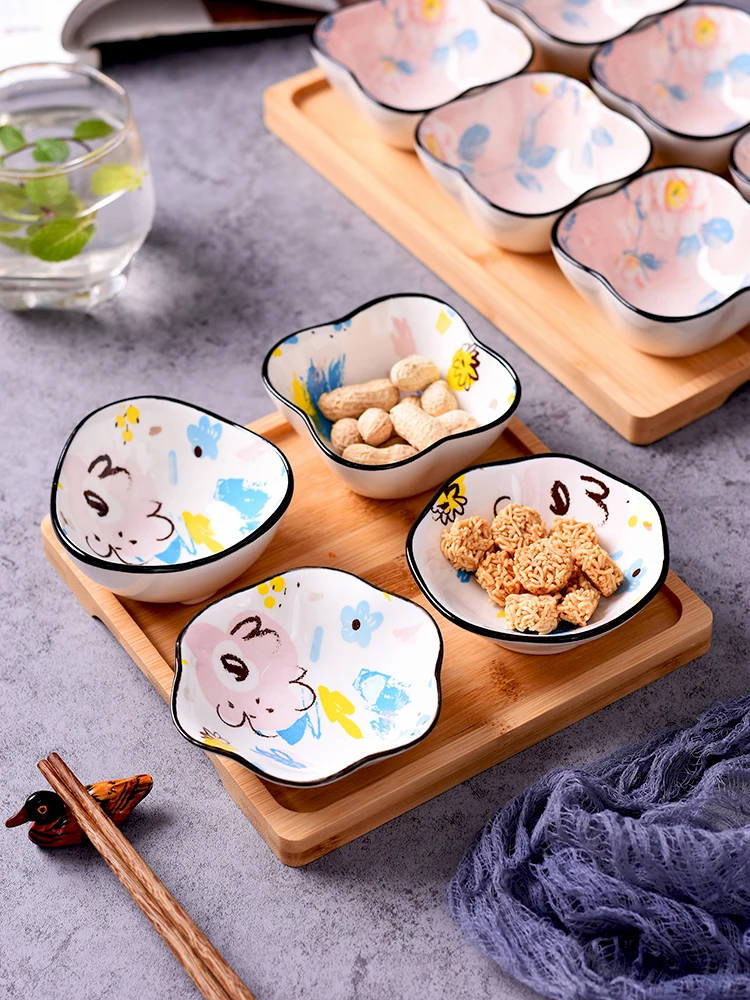 4 шт. в упаковке камелии японской Керамика блюдце cu под давлением Цзян вы соуса