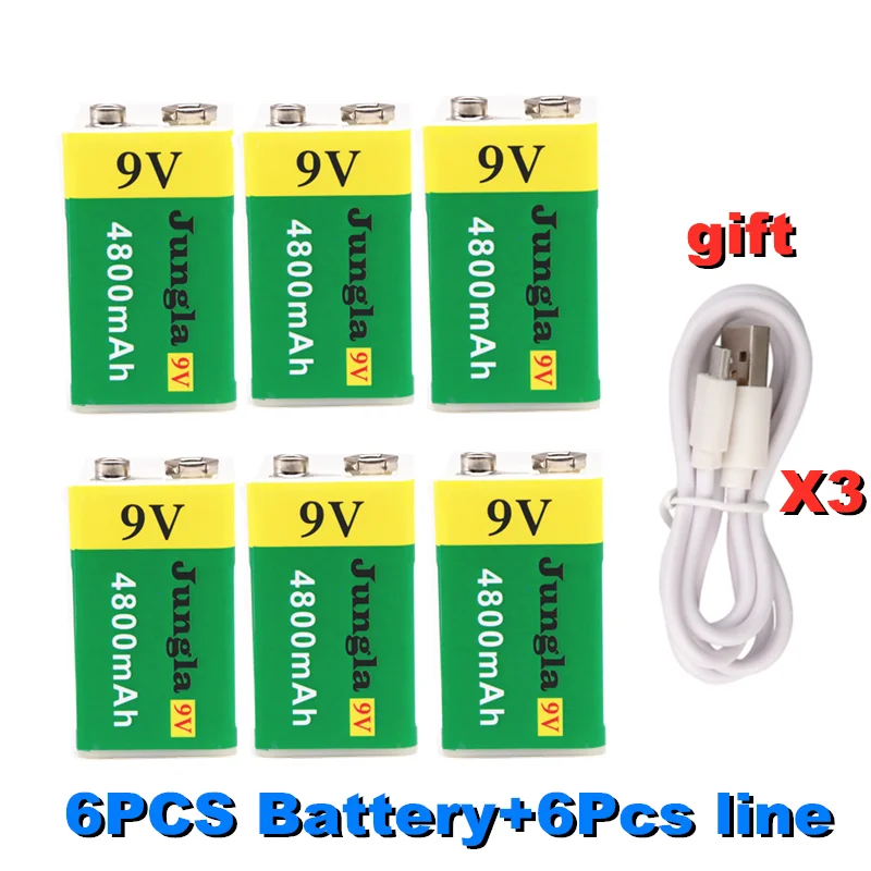 Высокая емкость USB Батарея 9V 4800 мА/ч литий ионный аккумулятор Перезаряжаемые