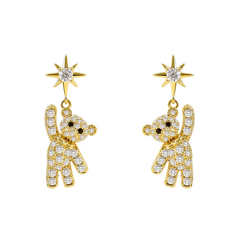 

AVEBIEN Cute Bear Women's Stud Earrings Temperament Female All-match Star Shape Simple Earrings Fashion Jewelry