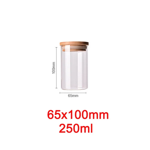65x100mm Стеклянная бутылка для хранения пищевых продуктов канистра для кухонных контейнеров банка с крышкой коробки специй Чай вакуумные крышки сахара миска-контейнер - Цвет: 65x100mm