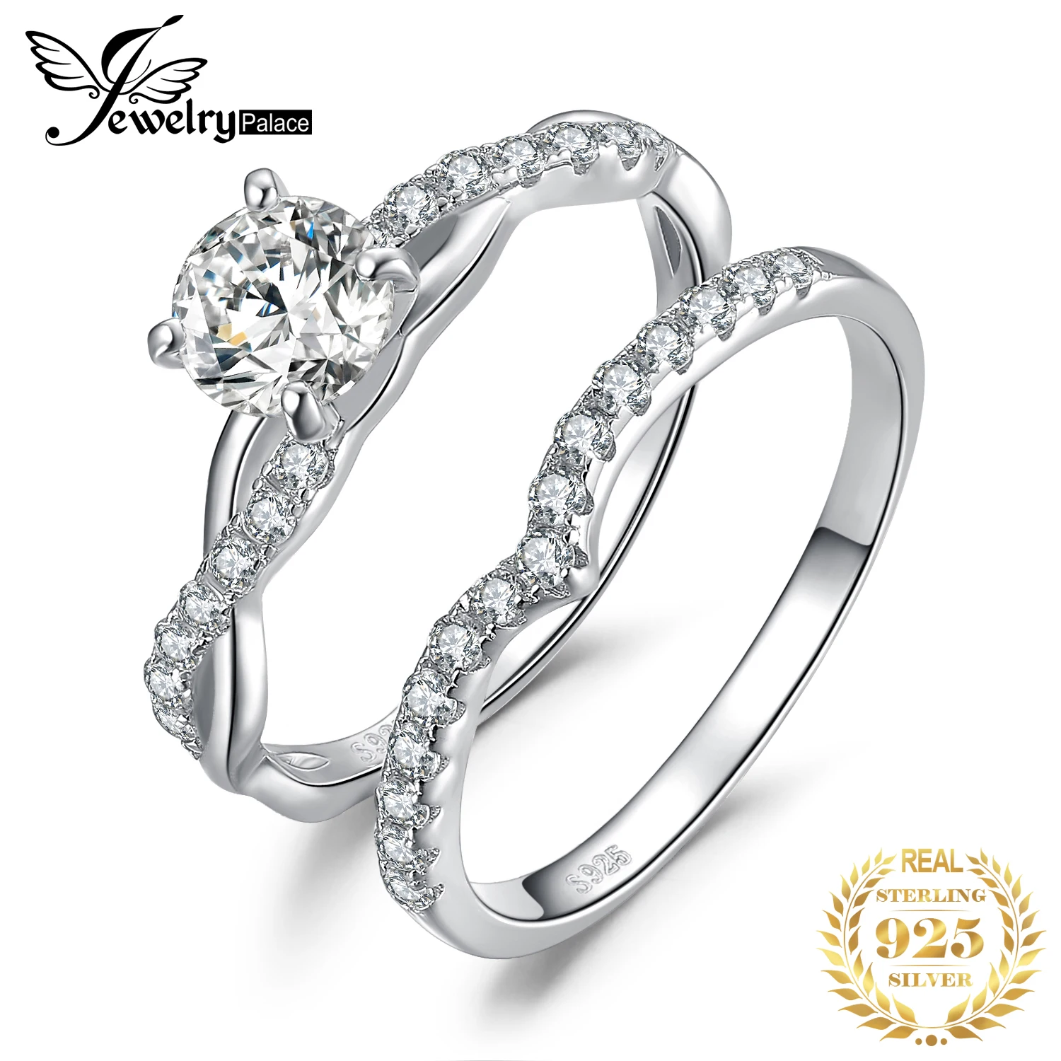 JewelryPalace Бесконечность 1.4ct Cubic Zirconia Wedding Band Solitaire Обручение кольцо свадебный 925