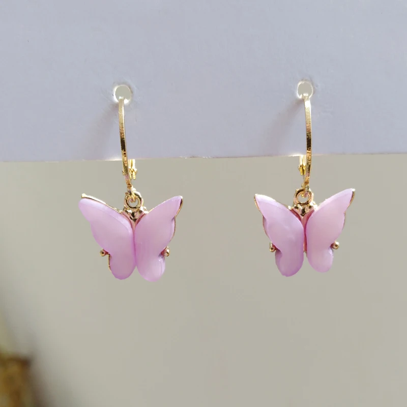 Новые модные женские серьги капельки с бабочками 2020 милые красочные акриловые