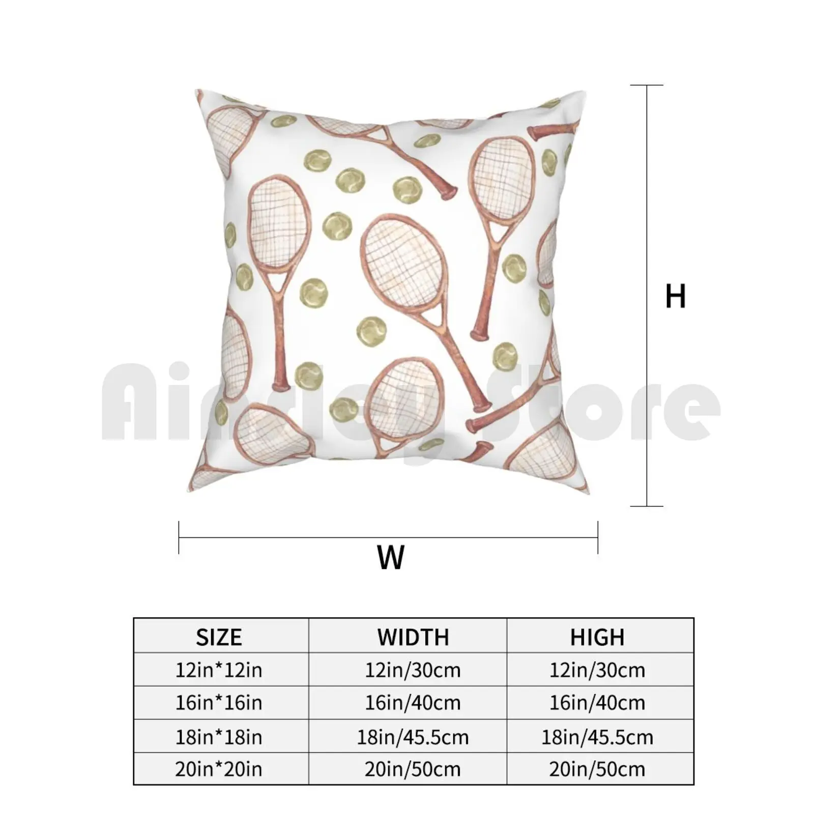 Pattern &quot Tennis Racket With Ball Pillow Case Printed Home Soft DIY cover Court Green Yellow | Дом и сад