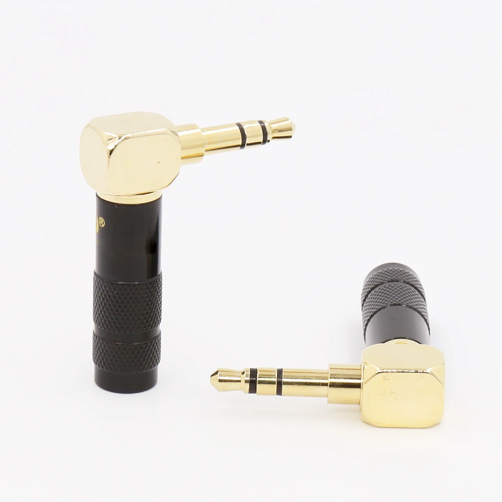 2PCS 3.5mm Plug Audio Jack 3 Pole Earphone Splice Adapter DIY HiFi Stereo Headphone Solder Wire Connector 90 Degree Bend Plug