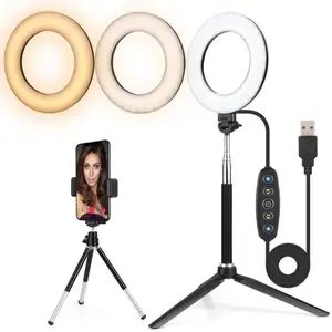6 3 led light ring for selfie lamp ring light tripod with lamp photography lighting for holder phone clip studio drop shipping free global shipping