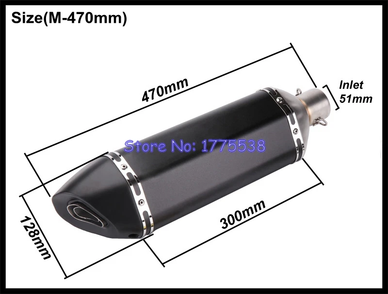 Глушитель выхлопной трубы мотоцикла нержавеющая сталь ID:51 мм Длина: 570 мм/470