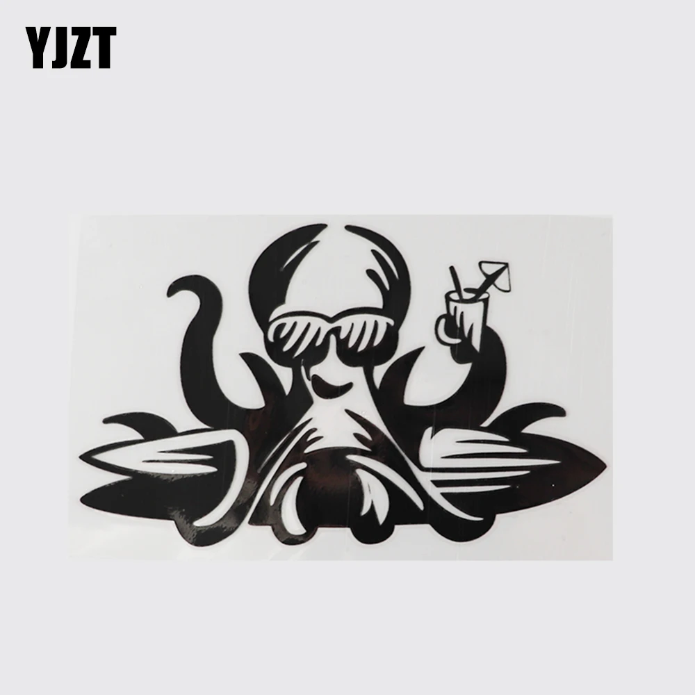 

YJZT 15,7 см × 9,5 см праздничные Осьминог для плавания катания на скейтборде виниловые наклейки автомобильные наклейки с животными бампер накле...