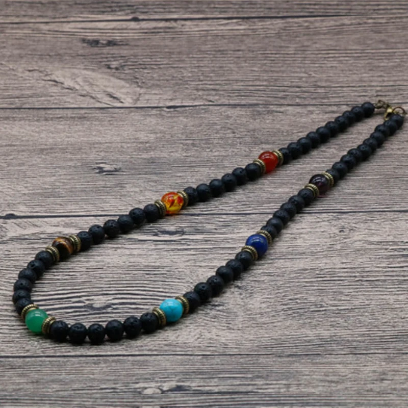 Мужское античное колье Diffone из натурального камня для йоги медитации 7 ожерелье