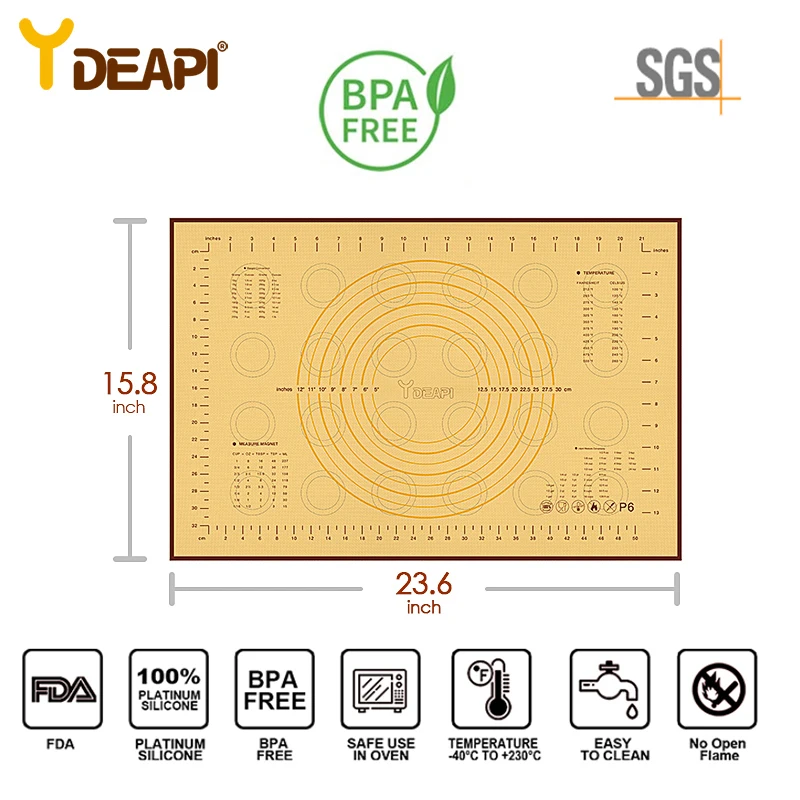 

YDEAPI Silicone Baking Mats Sheet Pizza Dough Non-Stick Maker Holder Pastry Kitchen Gadgets Cooking Tools Bakeware Accessories