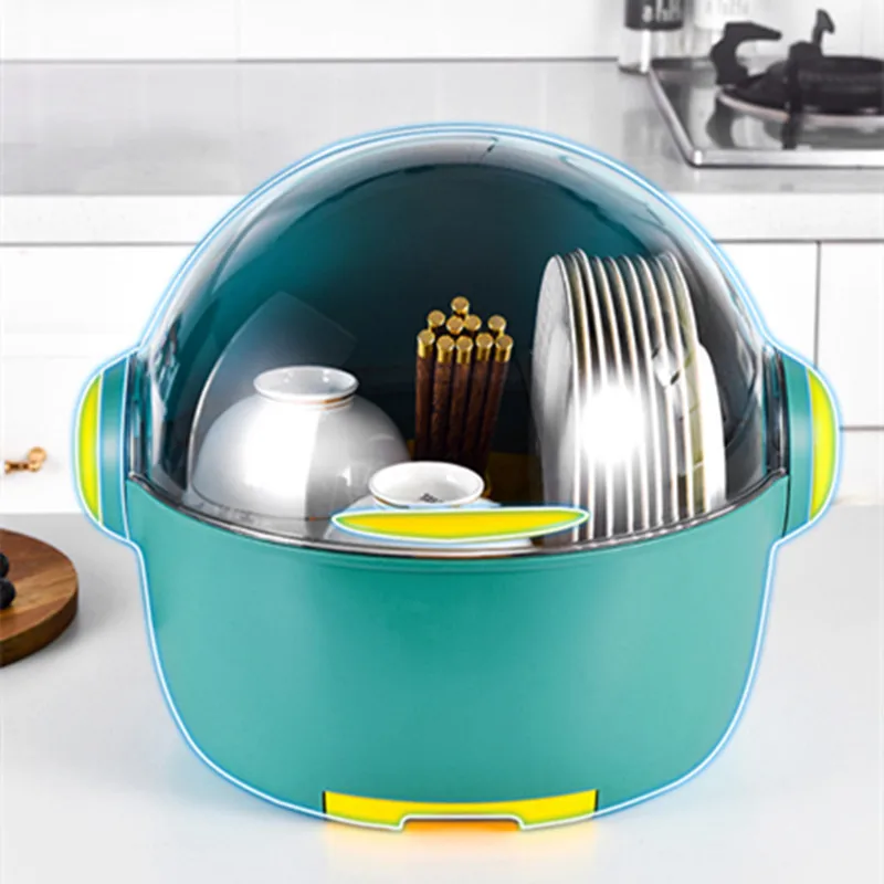 

Household Storage Box with Lid Kitchen Place Bowls and Dishes Draining Cupboard Countertop Storage Bowl Rack