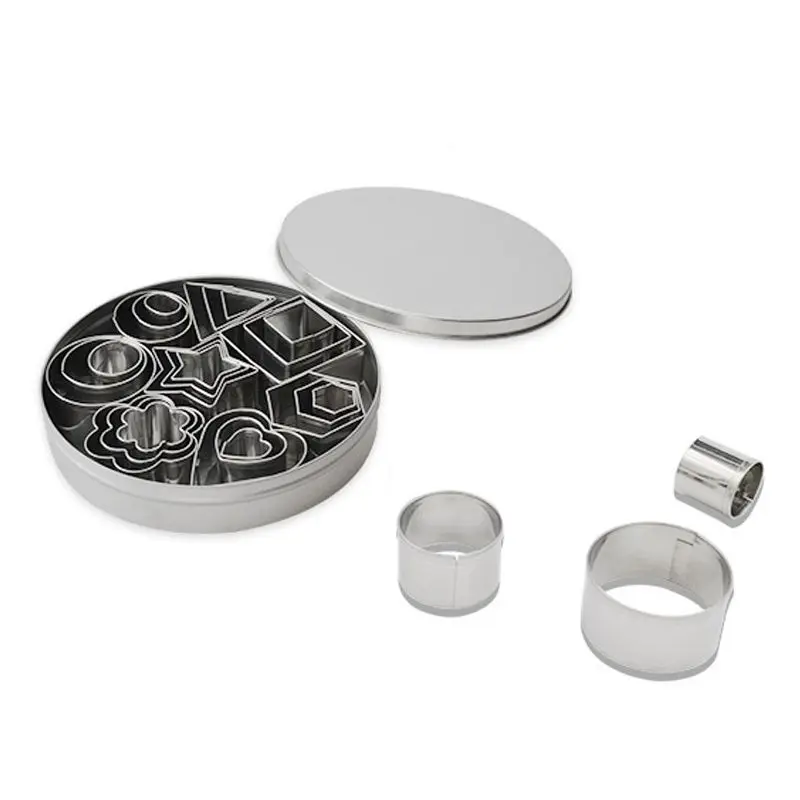 Cookie Cutter 24 Pcs/set Stainless Steel Fondant Cake Baking Mold Round Heart Flower Star Shape Biscuit Decorating Moulds |