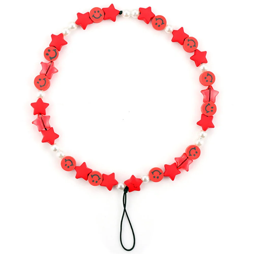 Bohemian ethnic style fashion five-pointed star smiley soft ceramic beads ladies mobile phone chain jewelry lanyard