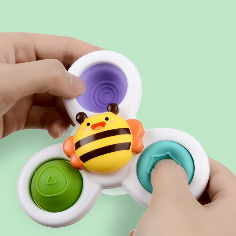 1PC Bath Toys for Children Baby Rattle Toy for Kids Spinning Top Cartoon Flower Fidget Gyro Spinner Kids Develop Educational images - 6