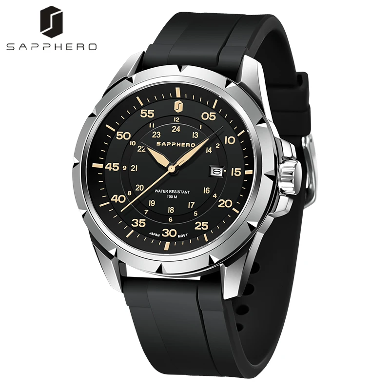 

SAPPHERO Watch for Men 100M Waterproof Silicone Strap Minimalist Simple Advanced Formal Wristwatch Classic Business Sports Clock