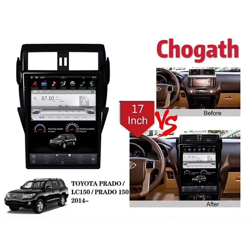 Автомобильный gps навигатор Chogath 17 дюймов система Android 7 1 в стиле Теслы для TOYOTA PRADO /