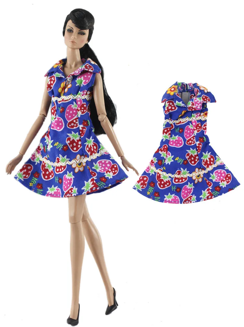 

Floral Blue Dress Outfits for Barbie CD FR Kurhn BJD Doll Clothes Accessories Dollhouse Role Play