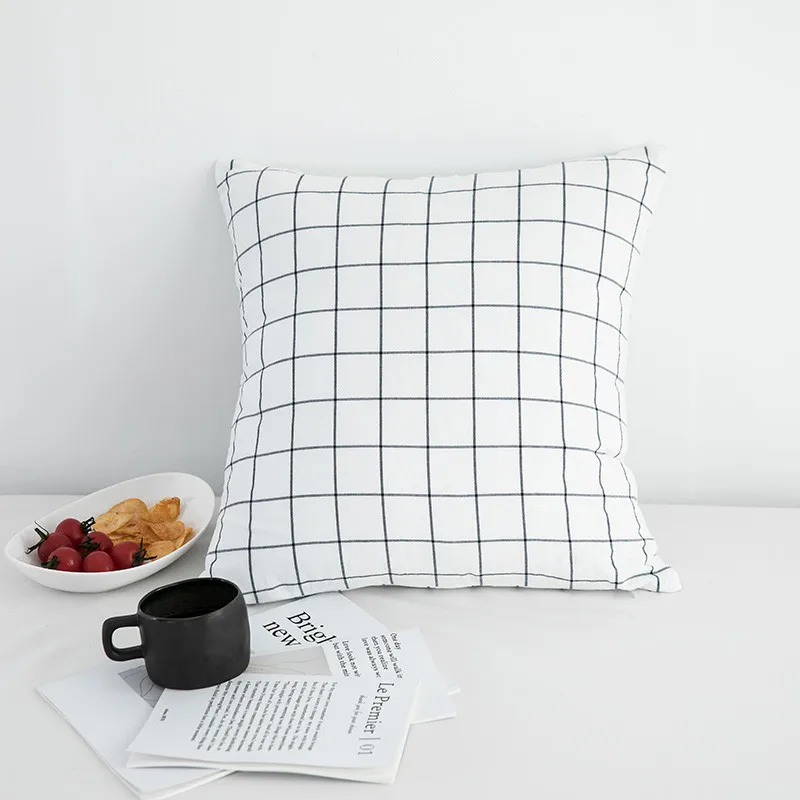 Простой хлопковый Чехол на подушку в скандинавском стиле Ins мягкий чехол клетку и