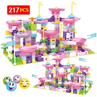 217pcs creative marble race run maze balls track building blocks compatible city funnel slide big size bricks toys for kids