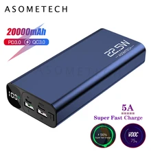 20000mAh 5A Super Fast Charge QC3.0 Power Bank USB C PD3.0 Flash Fast Charger External Battery Powerbank For iPhone 12 Xiaomi