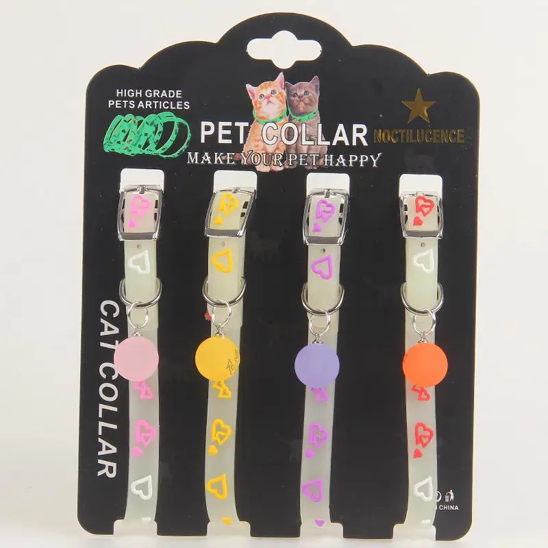1pcs random color Регулируемые резиновые люминесцентные ошейники для щенков, собак, кошек с колокольчиками, ошейник разных цветов для домашних животных на Хэллоуин, Рождество, Прямая поставка - Цвет: 1pcs random color